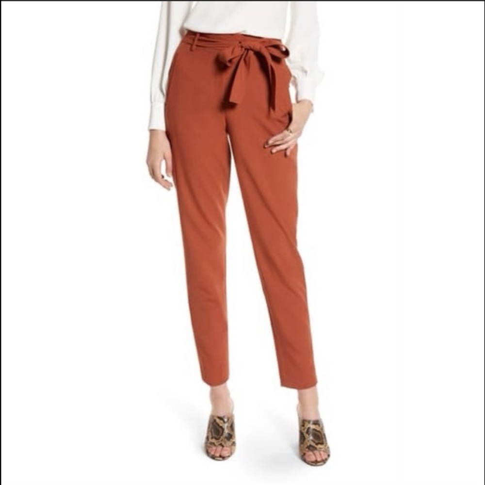 Halogen Tie Waist Ankle Pants in Rust